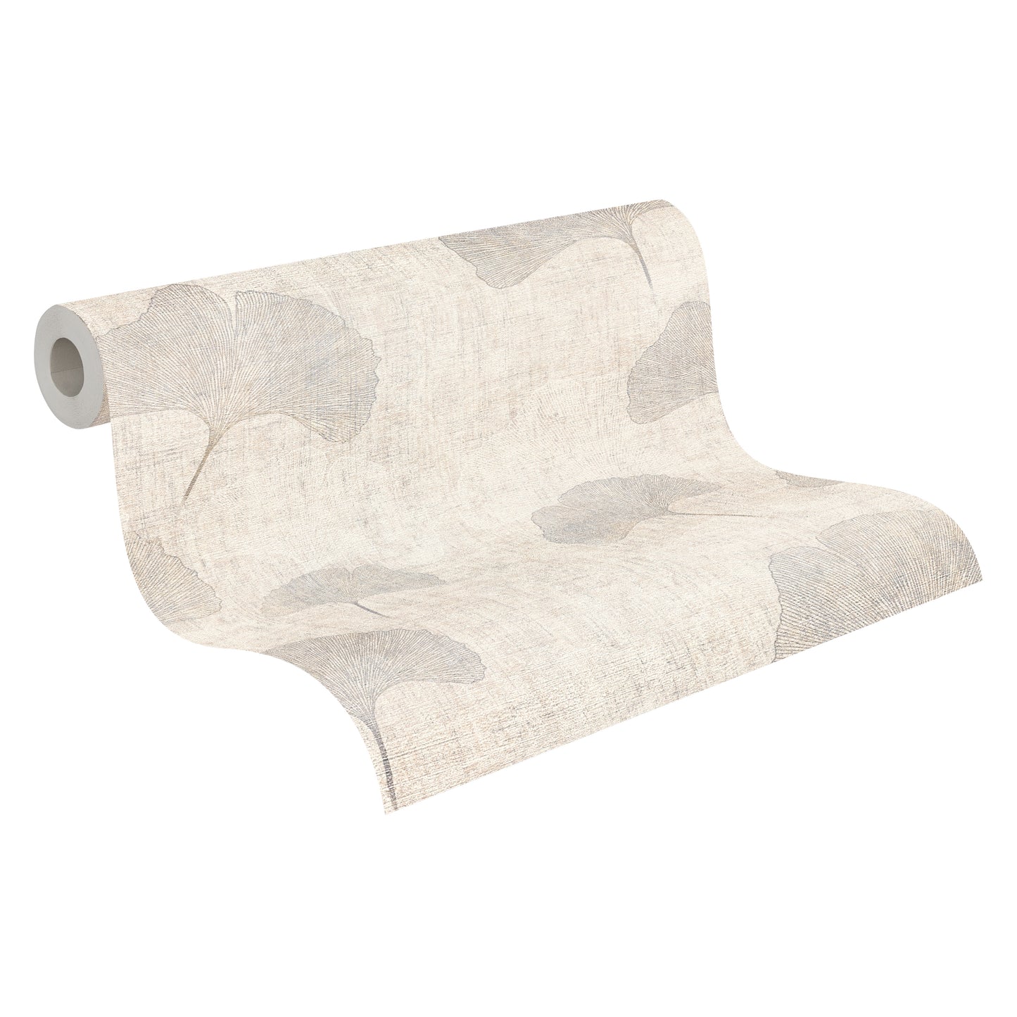 Mustertapete Ginkgo Beige-Grau - 10,05 m x 0,53 m