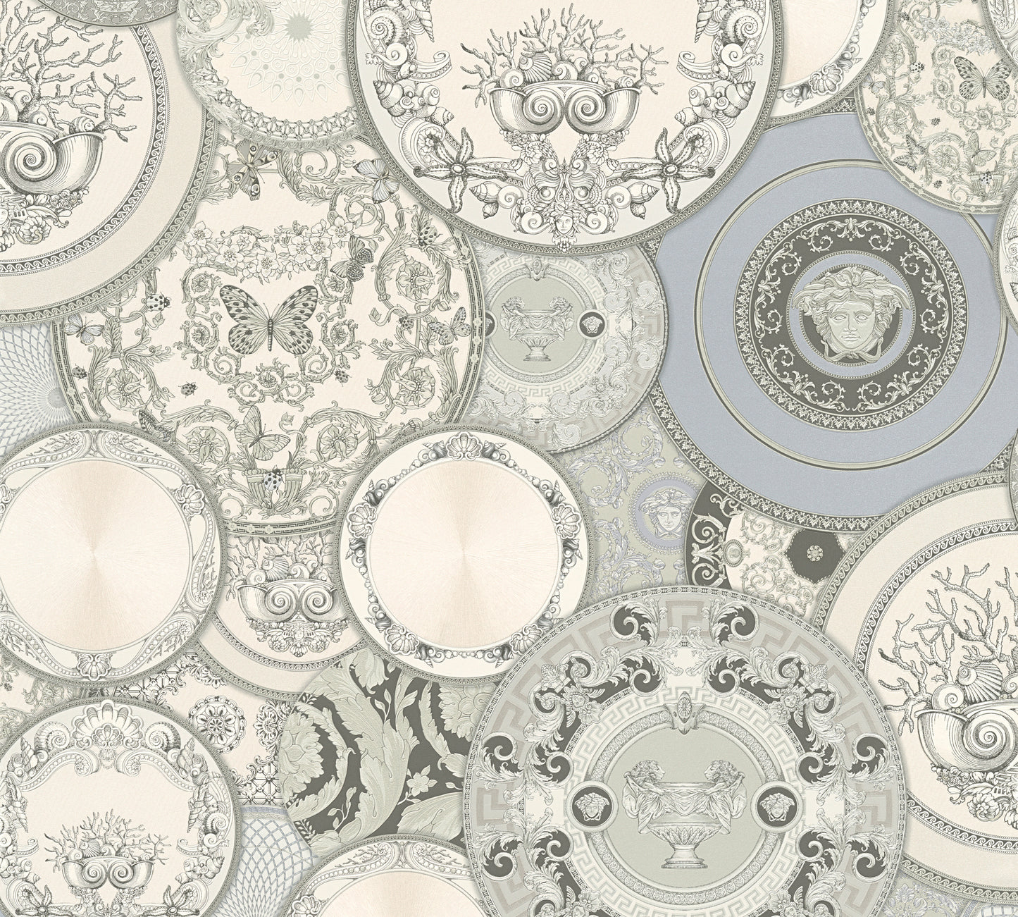 Versace Art De La Table Barock Tapete Weiß - 10,05 m x 0,70 m