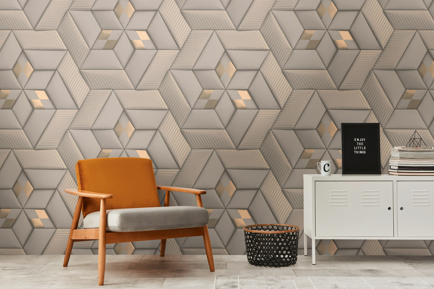 Fototapete Geometrisch Beige Gold - 1,59 m x 2,80 m