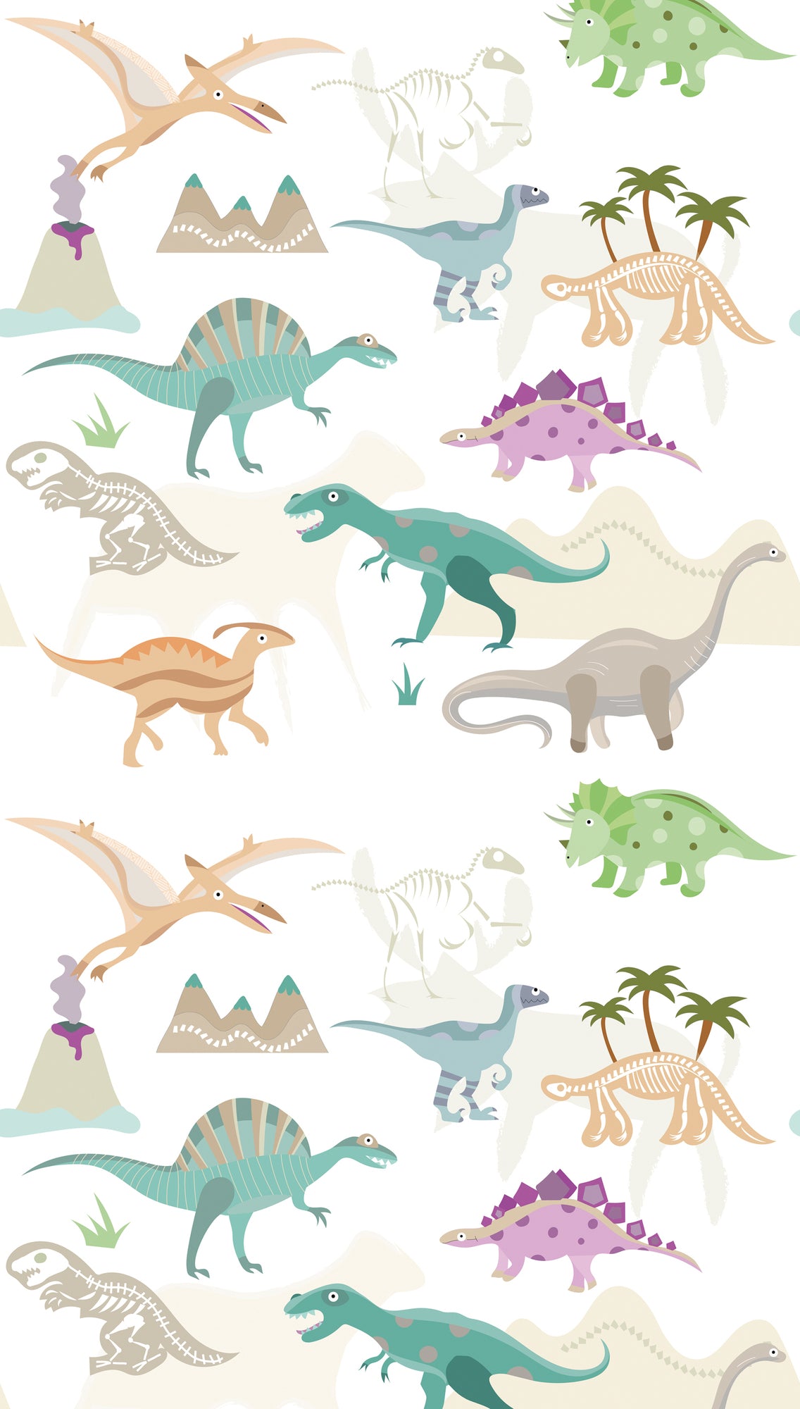 Fototapete Dinosaurier Pastell - 1,59 m x 2,80 m
