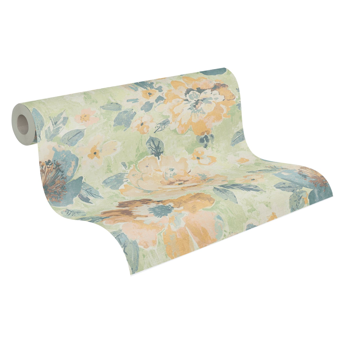 Mustertapete Vintage-Blüten Limette - 10,05 m x 0,53 m