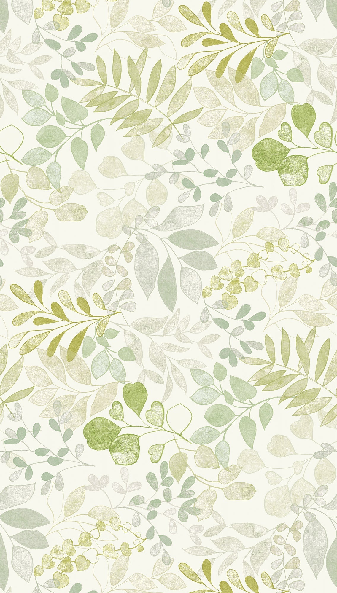 Fototapete Blätter Zweige Grün Beige - 1,59 m x 2,80 m