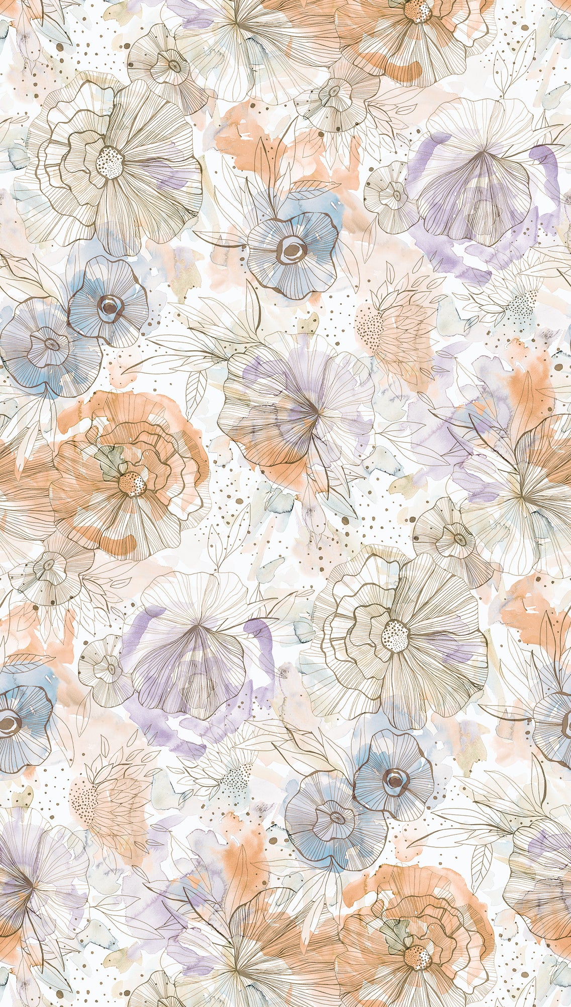 Fototapete Blumen Beige Blau - 1,59 m x 2,80 m
