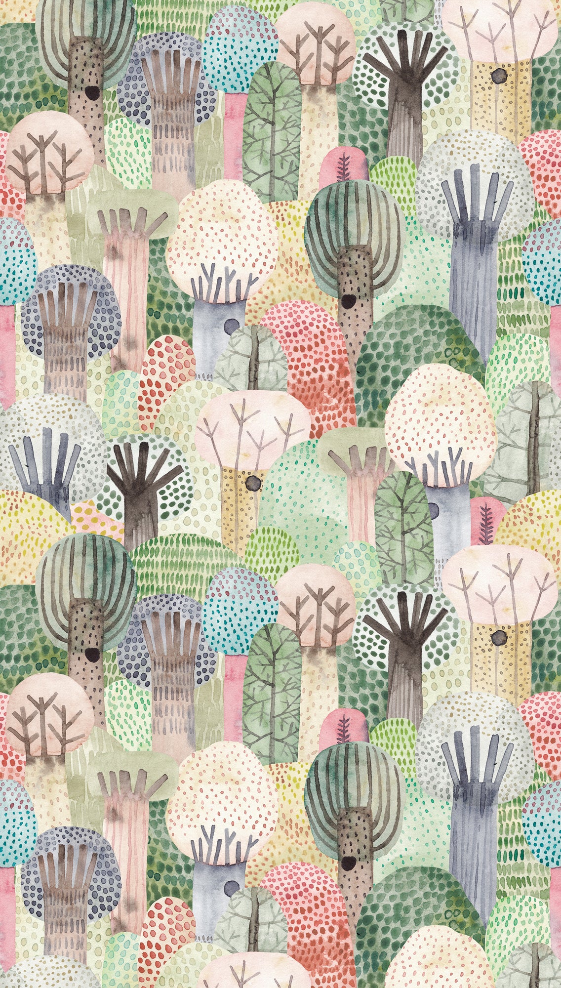 Fototapete Aquarell Wald Bunt - 1,59 m x 2,80 m