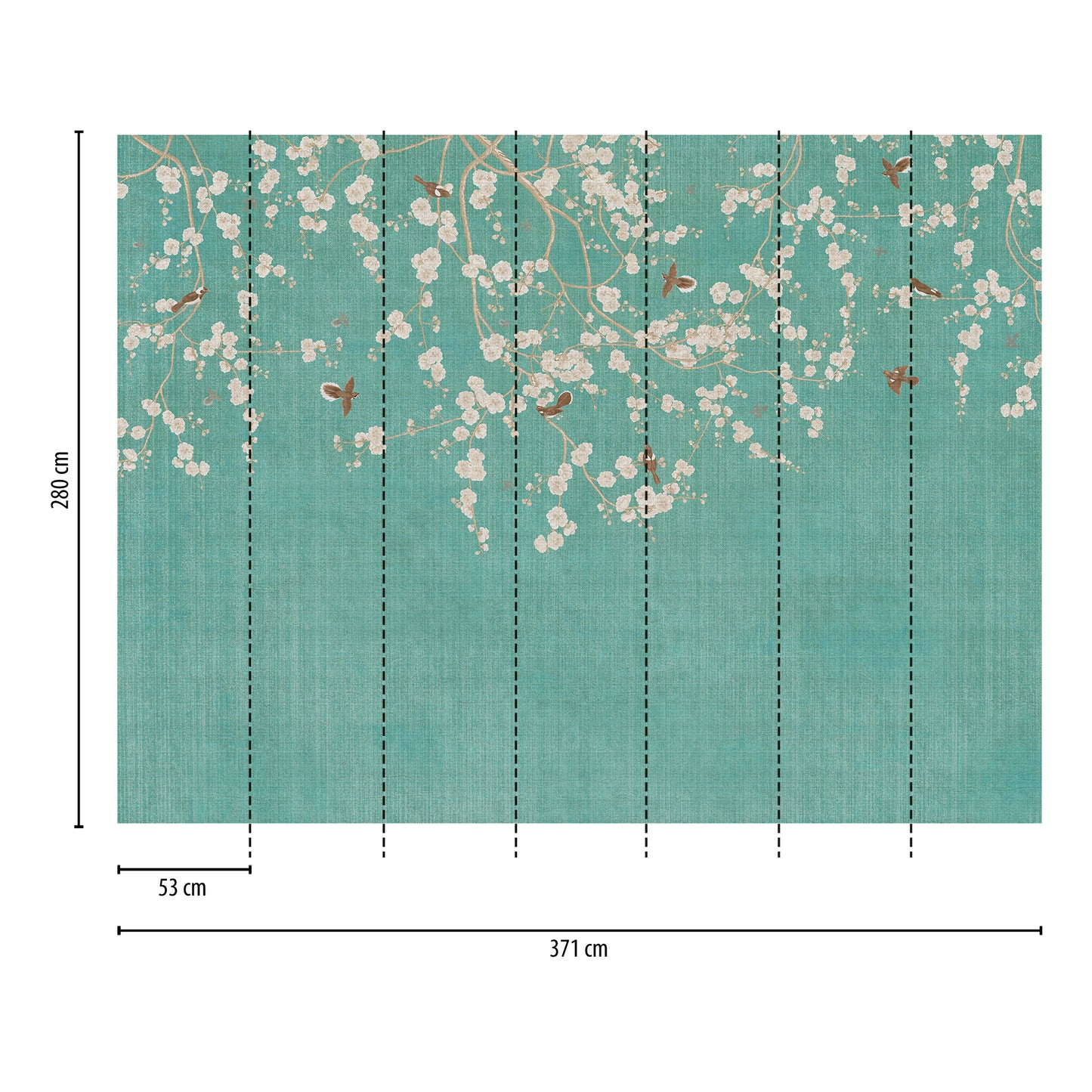 Fototapete Kirschblüten Türkis – 3,71 m x 2,80 m