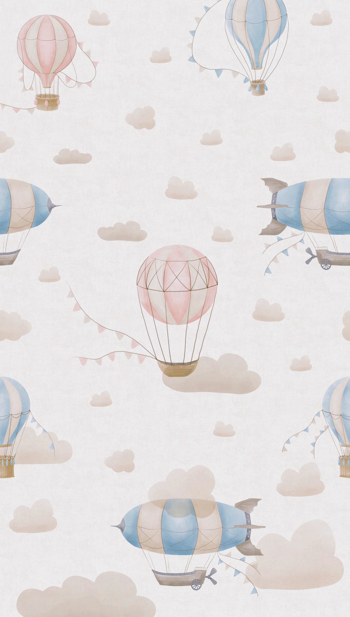 Fototapete Heißluftballon Pastellfarben - 1,59 m x 2,80 m