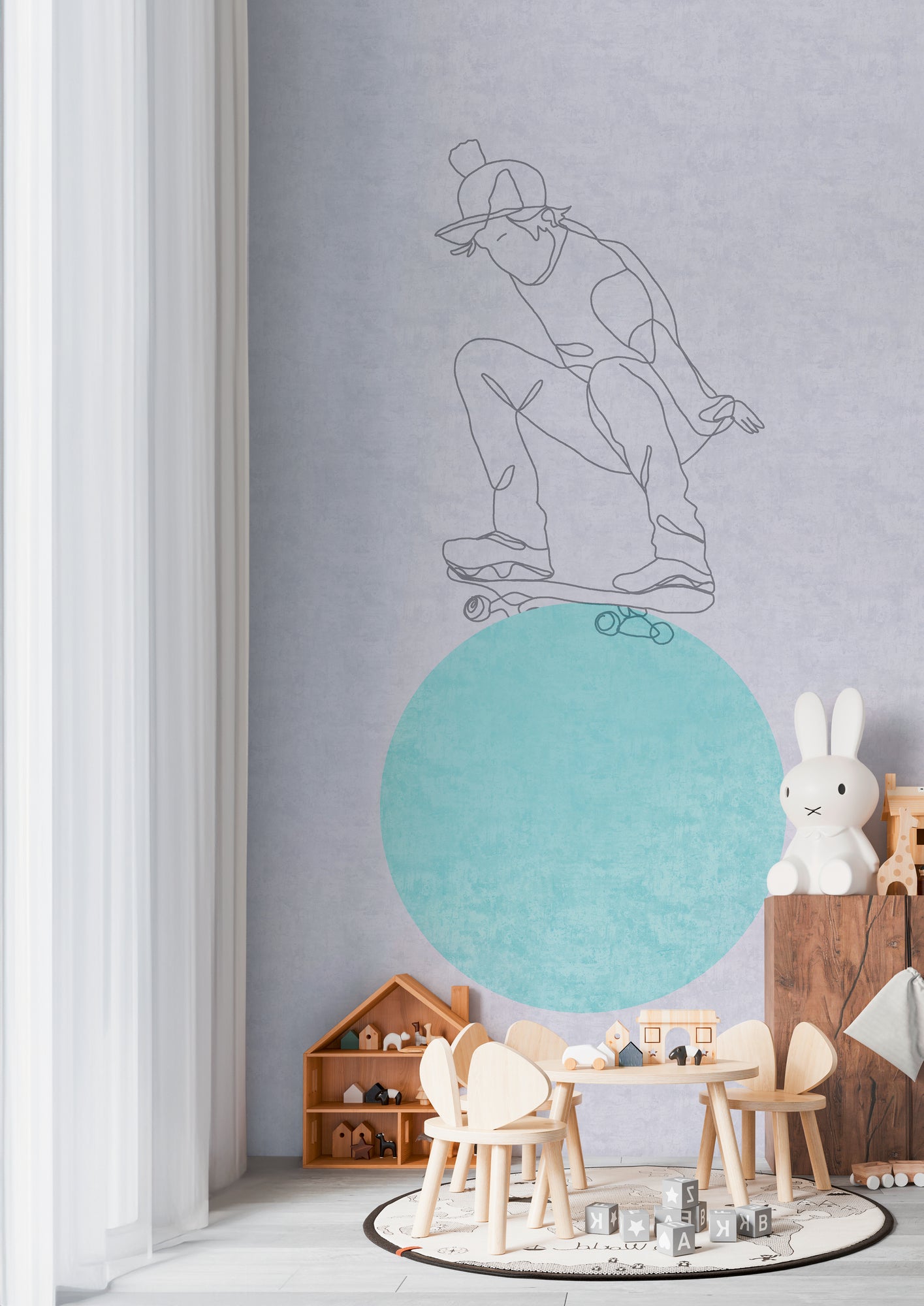 Fototapete Skater Line Art - 1,59 m x 2,80 m