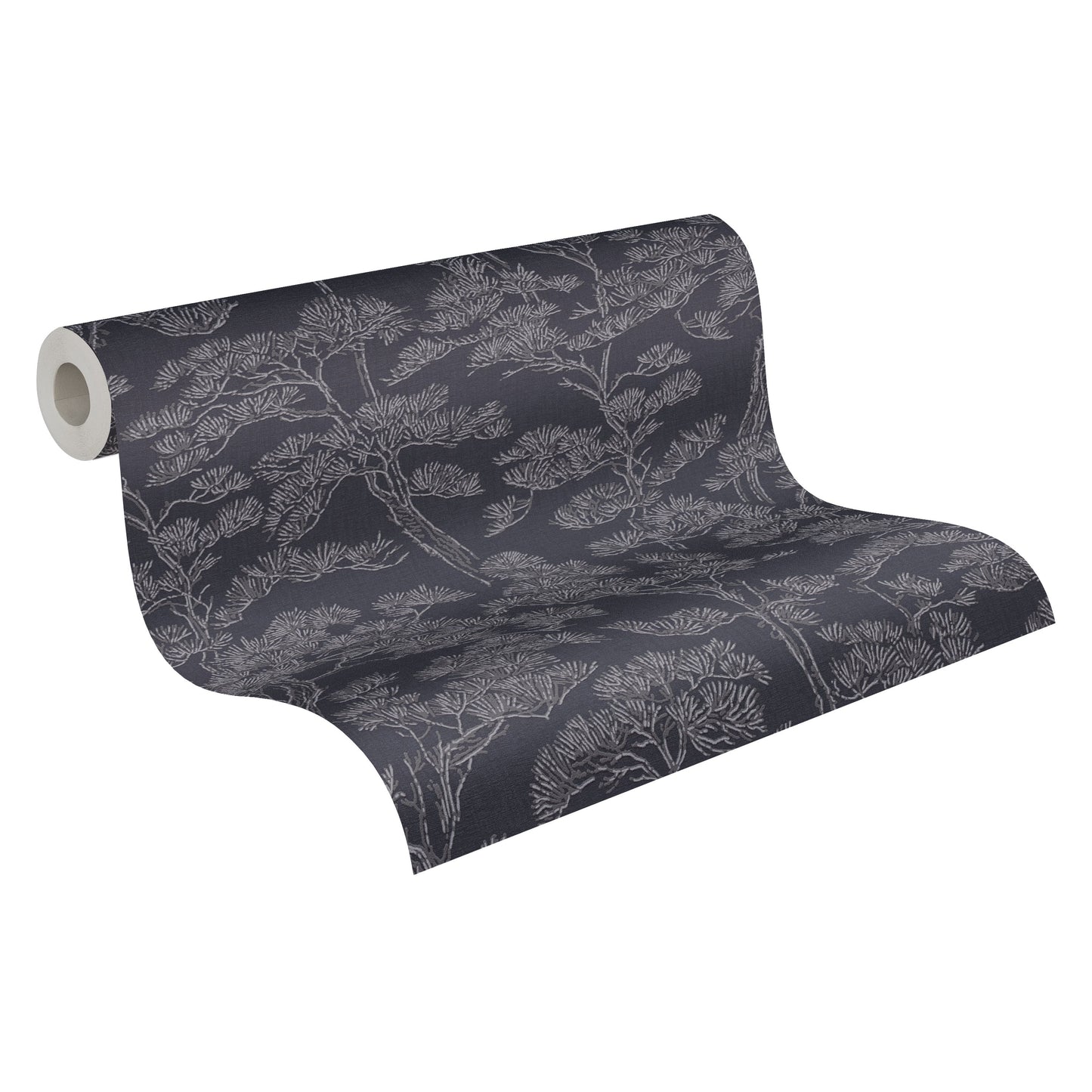 Mustertapete Pinienwald Anthrazit - 10,05 m x 0,53 m