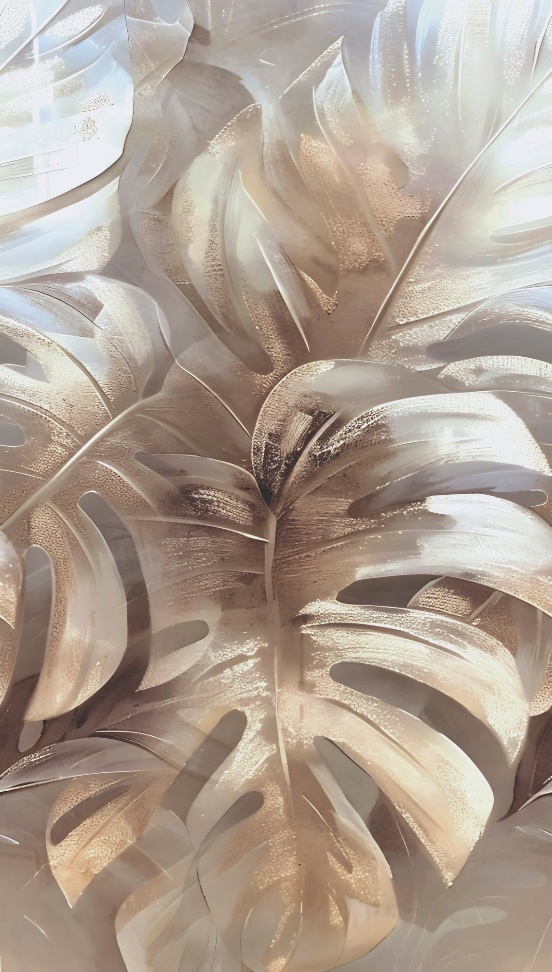 Fototapete Monstera Gold Beige - 1,59 m x 2,80 m