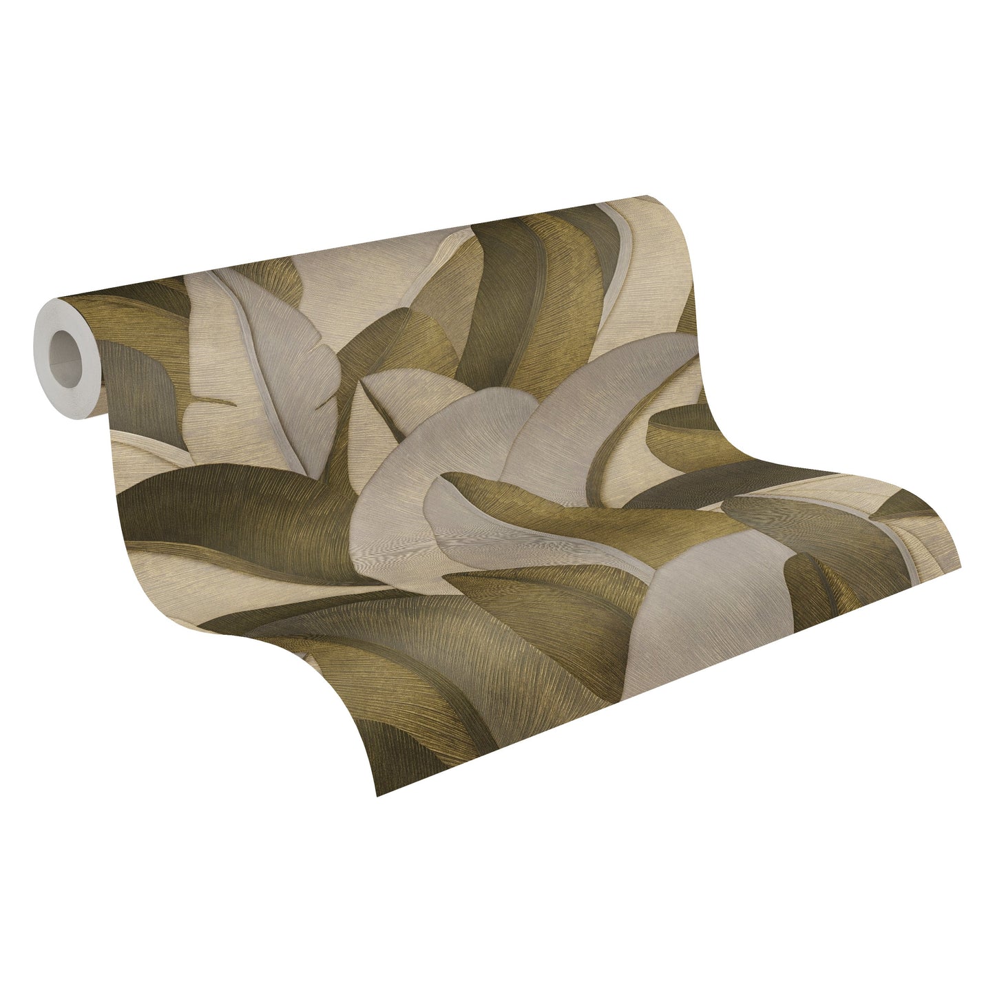 Mustertapete Bananenblätter Bronze-Grau - 10,05 m x 0,53 m