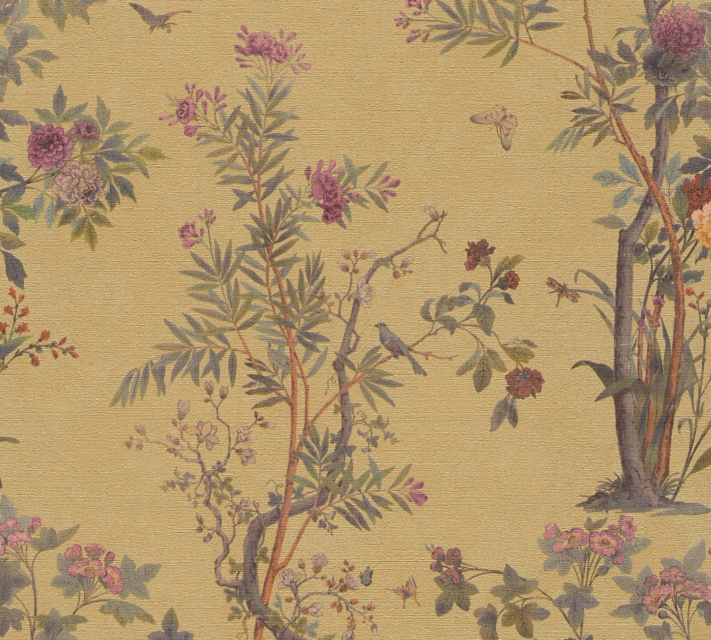 Mustertapete Flora & Fauna Ocker-Bunt - 10,05 m x 0,53 m