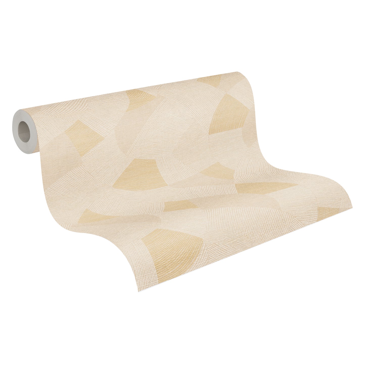 Mustertapete Geometrische Bögen Beige-Gelb - 10,05 m x 0,53 m