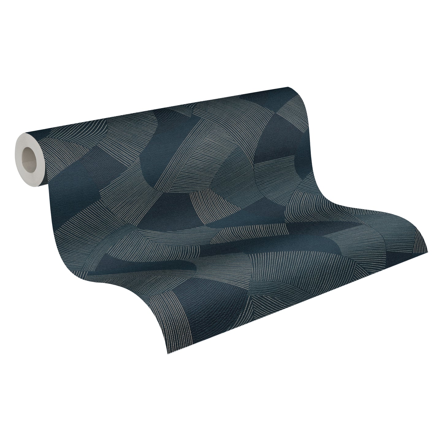 Mustertapete Geometrische Bögen Dunkelblau - 10,05 m x 0,53 m