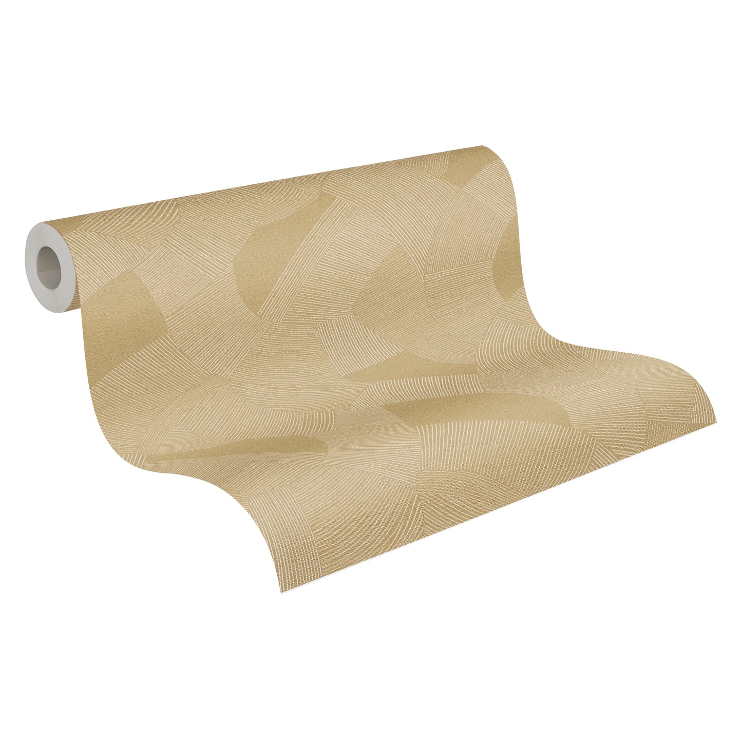 Mustertapete Geometrische Bögen Gold-Ocker - 10,05 m x 0,53 m
