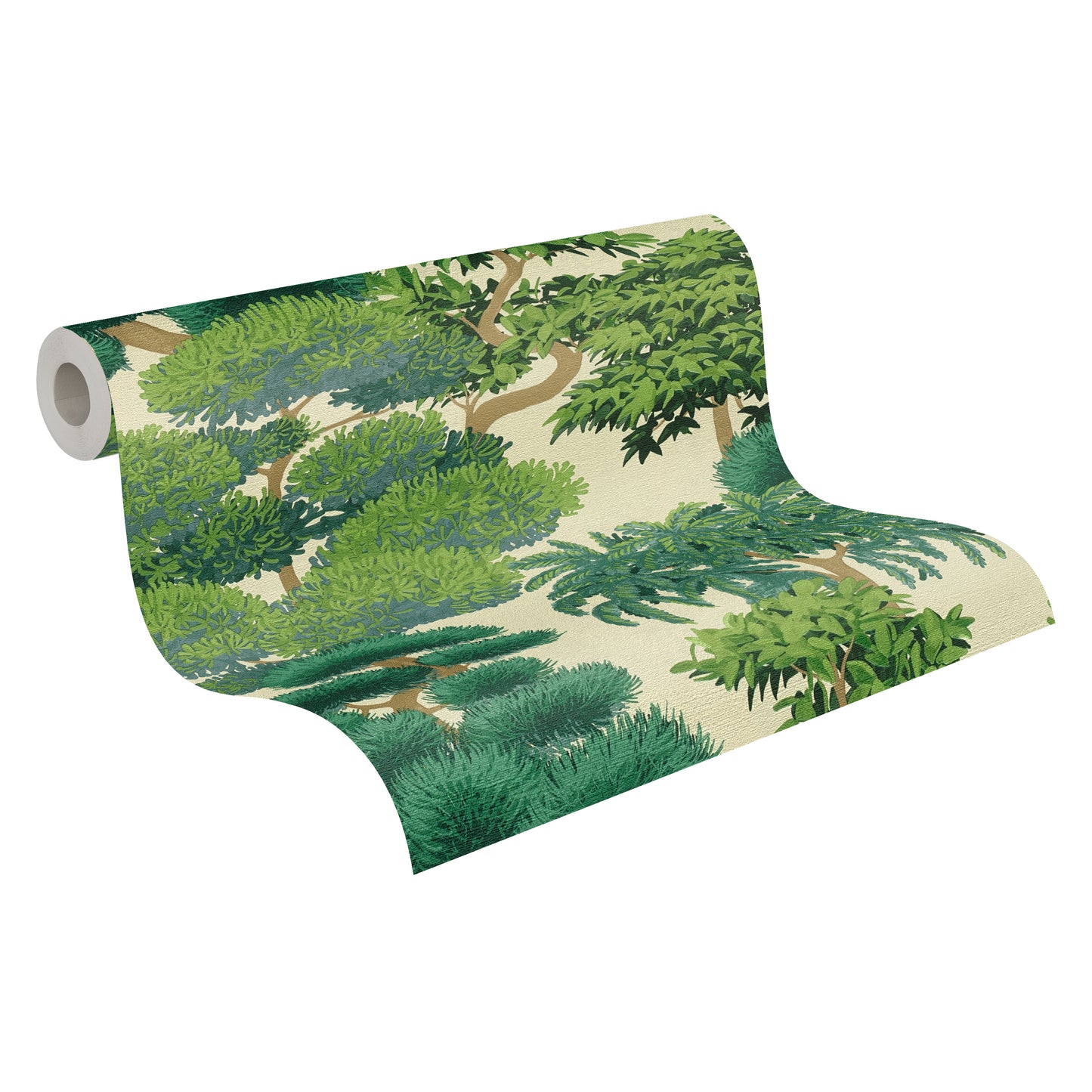 Mustertapete Japanische Bäume Grün - 10,05 m x 0,53 m