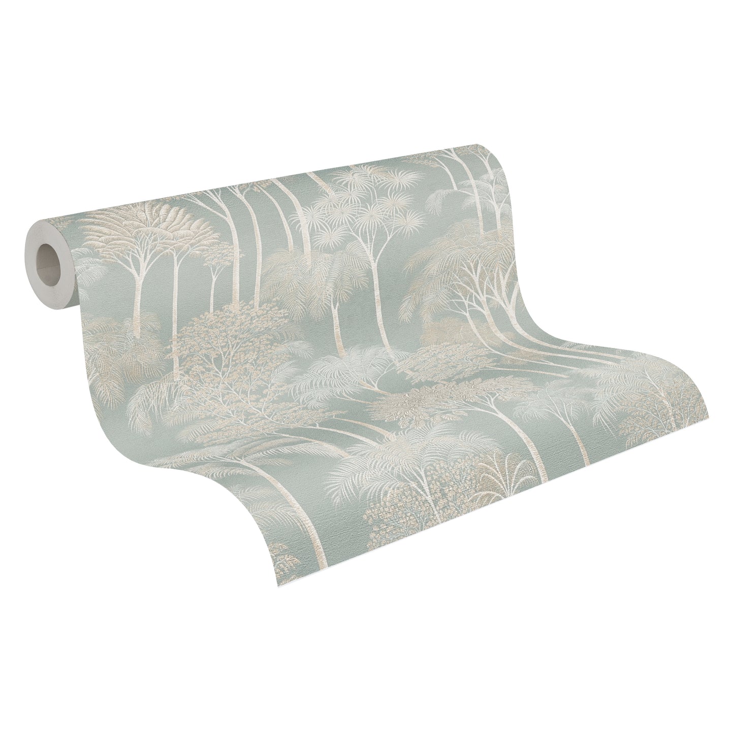Mustertapete Dschungel-Silhouette Graublau - 10,05 m x 0,53 m