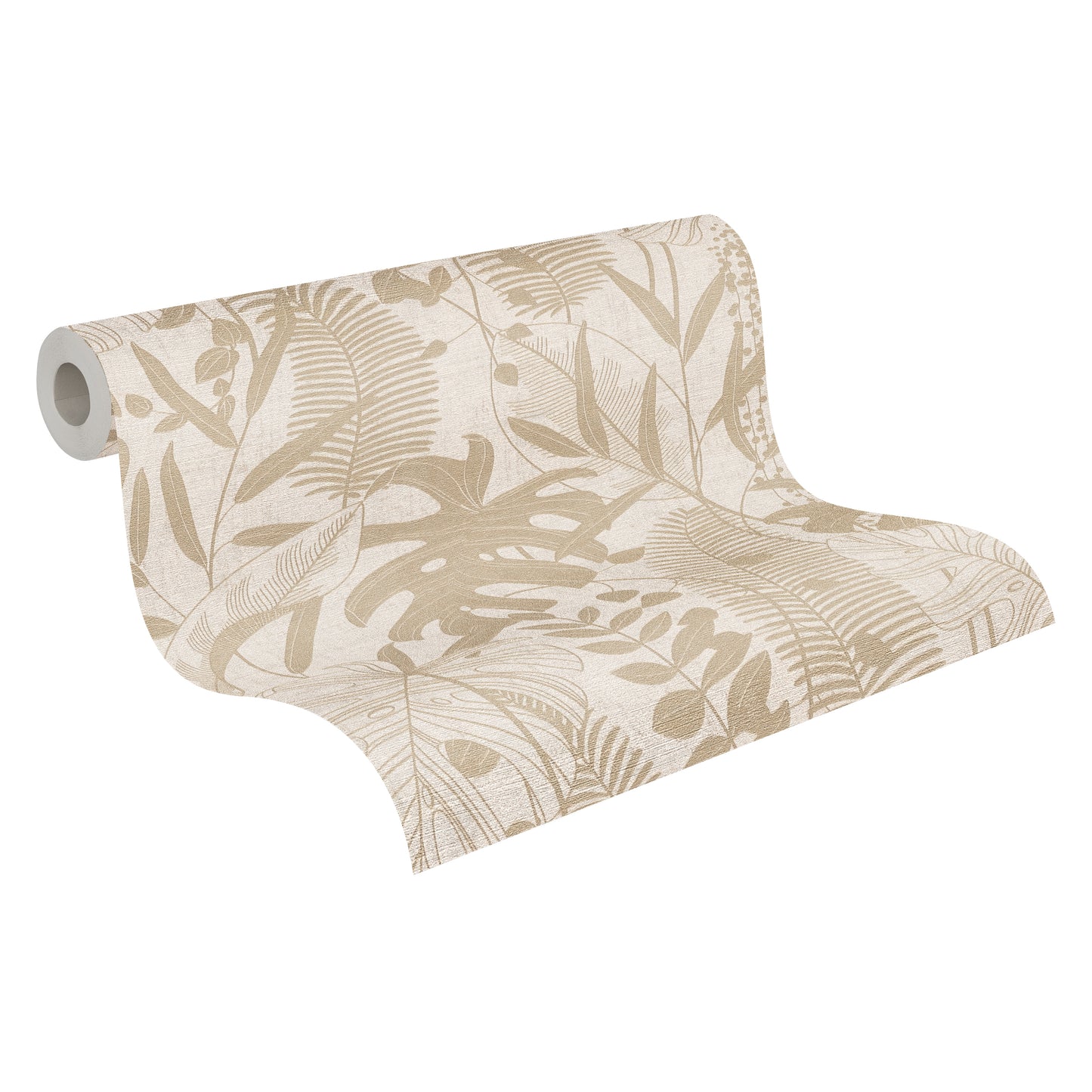 Mustertapete Tropische Blätter Beige - 10,05 m x 0,53 m