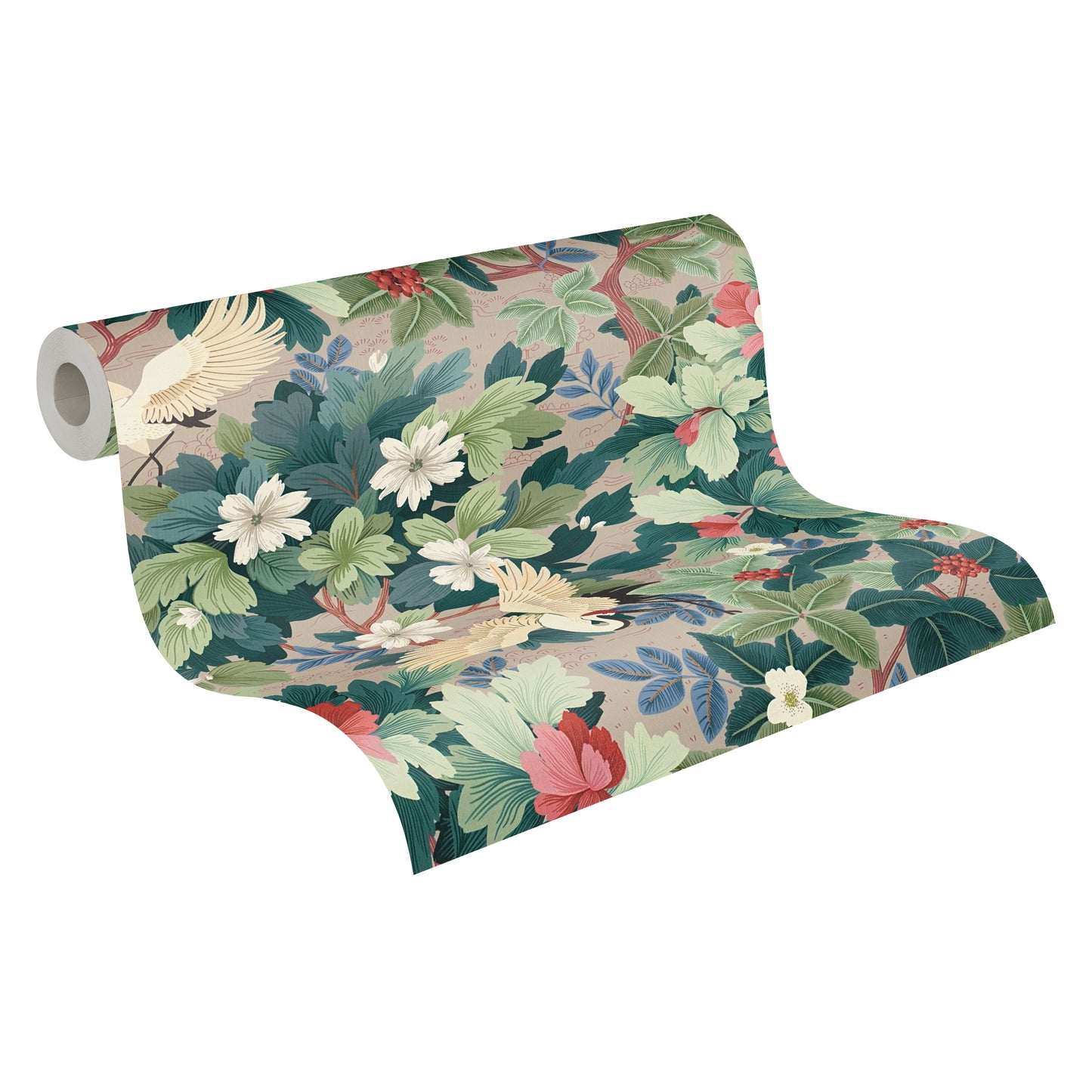 Mustertapete Kranich & Flora Bunt - 10,05 m x 0,53 m