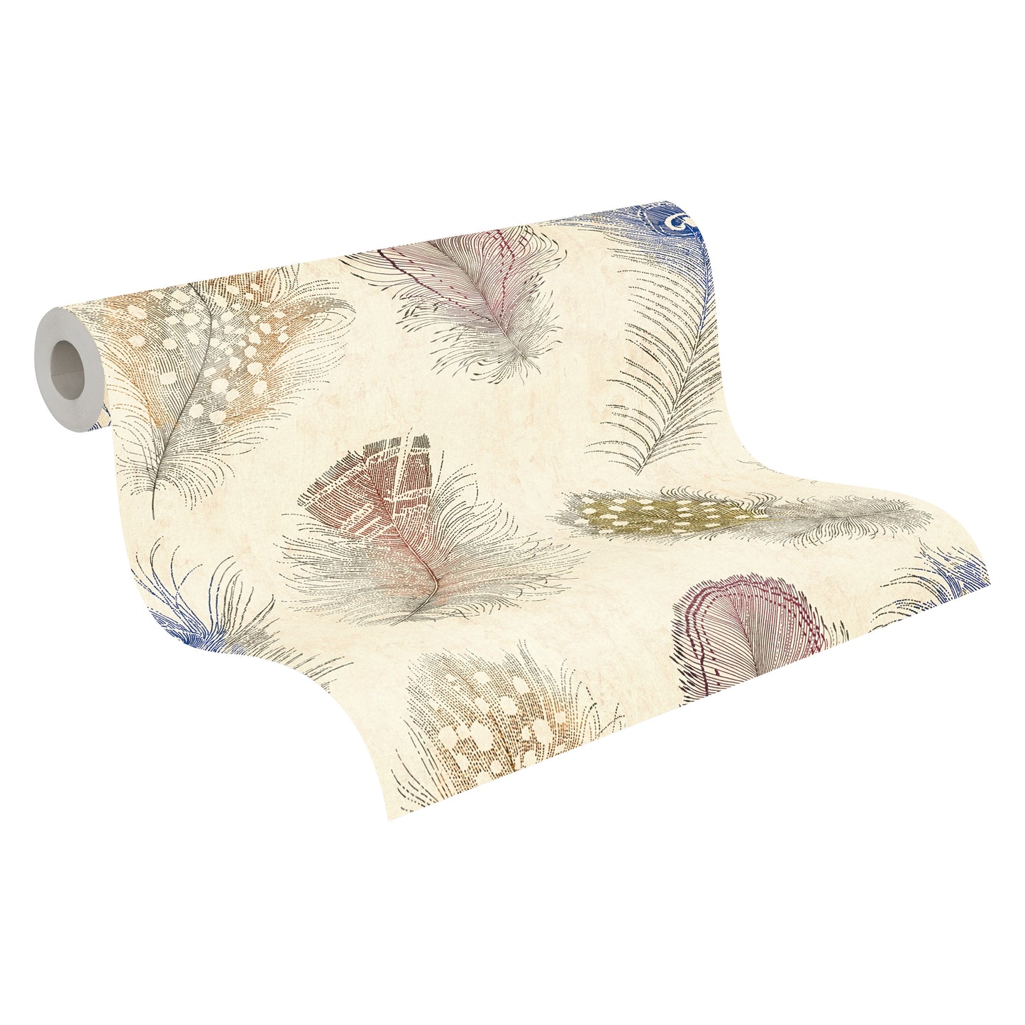 Mustertapete Federn Bunt - 10,05 m x 0,53 m