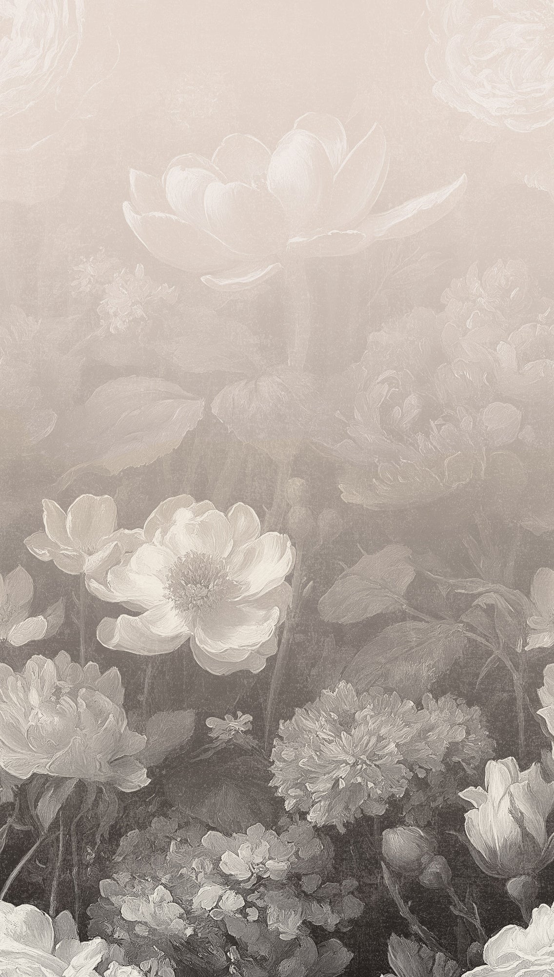 Fototapete Blumen Beige Grau - 1,59 m x 2,80 m