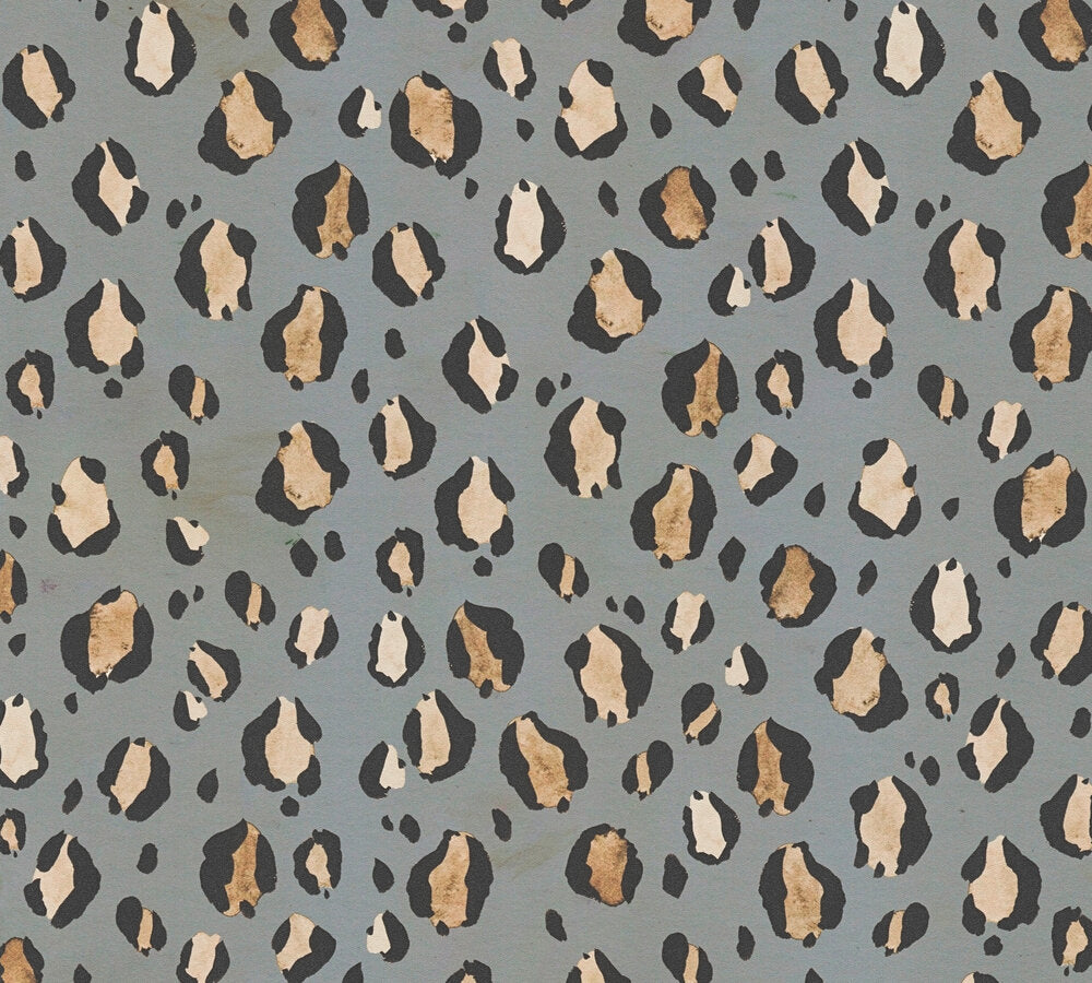 Strukturtapete Leopardenmuster Grau Beige