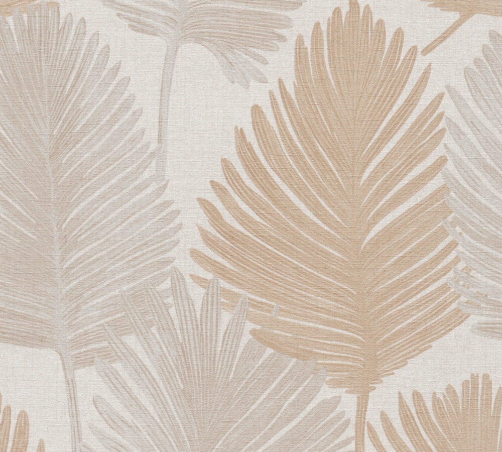Mustertapete Palmenblätter Beige Natur - 10,05 m x 0,53 m