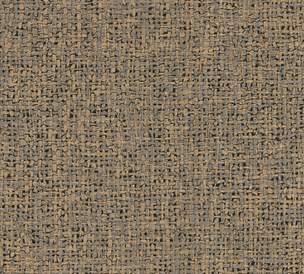 Strukturtapete Webmuster Dunkelbeige-Grau