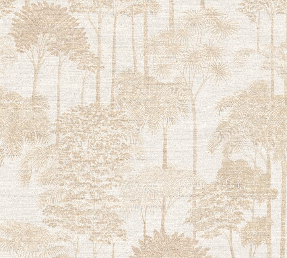 Strukturtapete Dschungel-Silhouette Beige