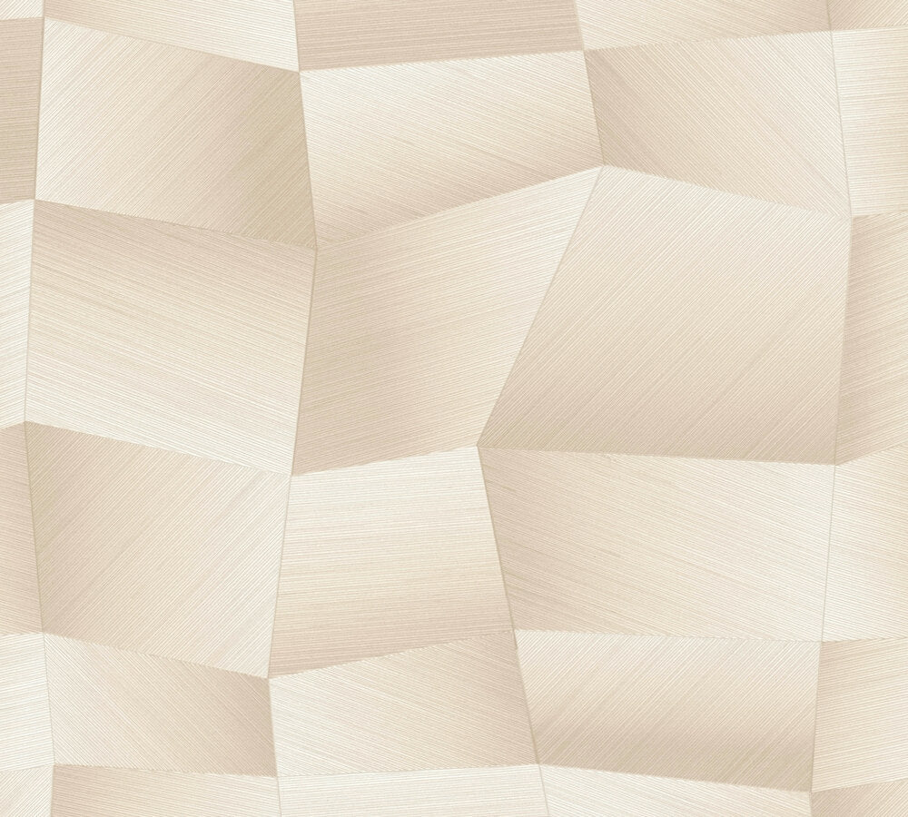 Strukturtapete 3D-Geometrie Champagner