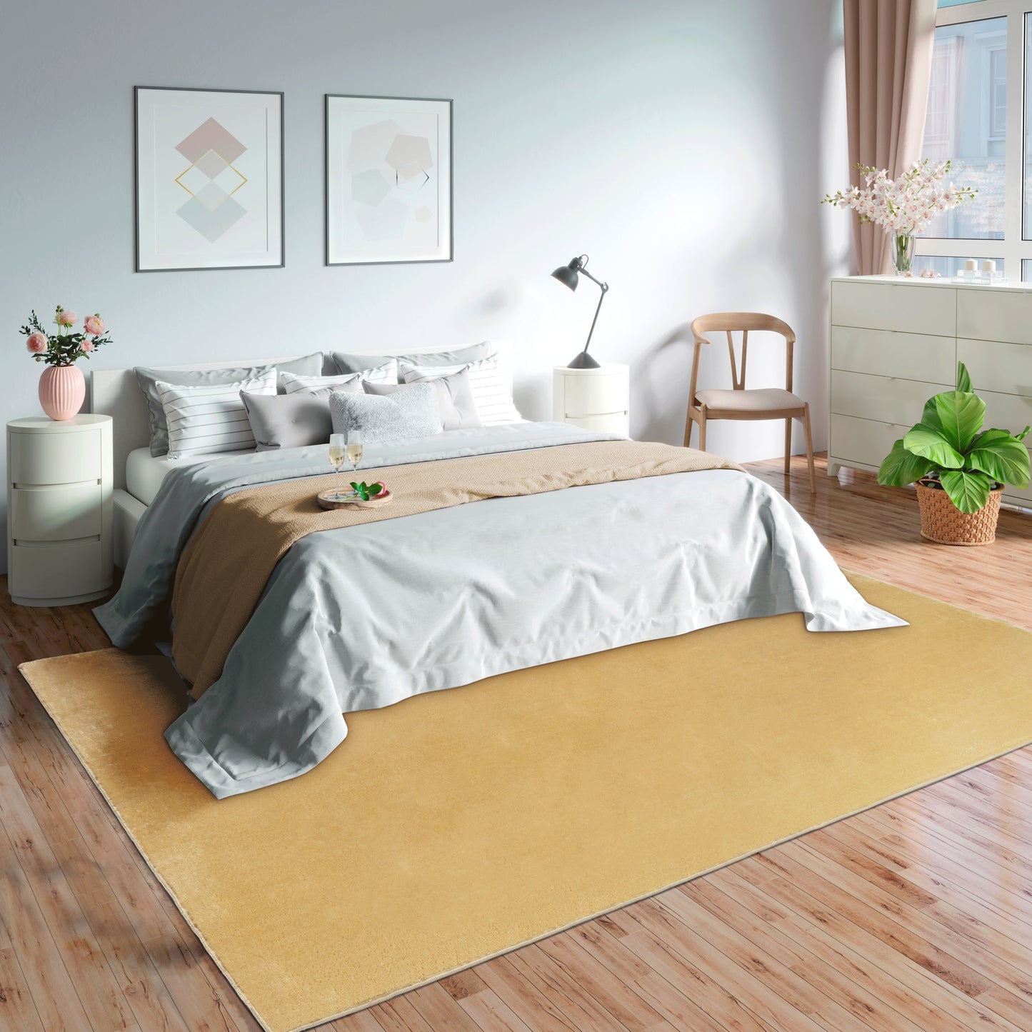 Teppich Kuschelsamtschimmer Gold rechteckig - 340cm x 240cm