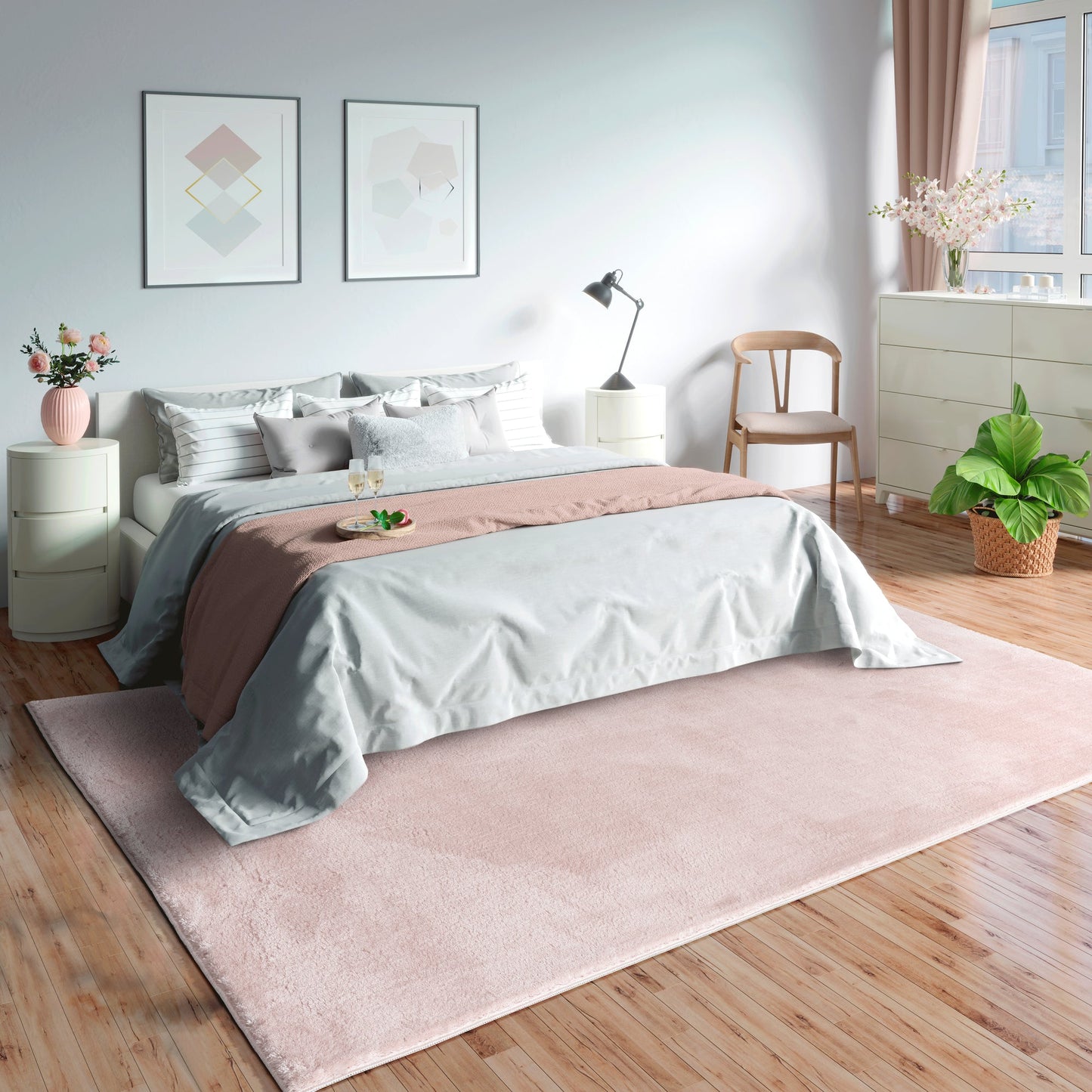 Teppich Kuschelsamtgefühl Rosa rechteckig - 340cm x 240cm