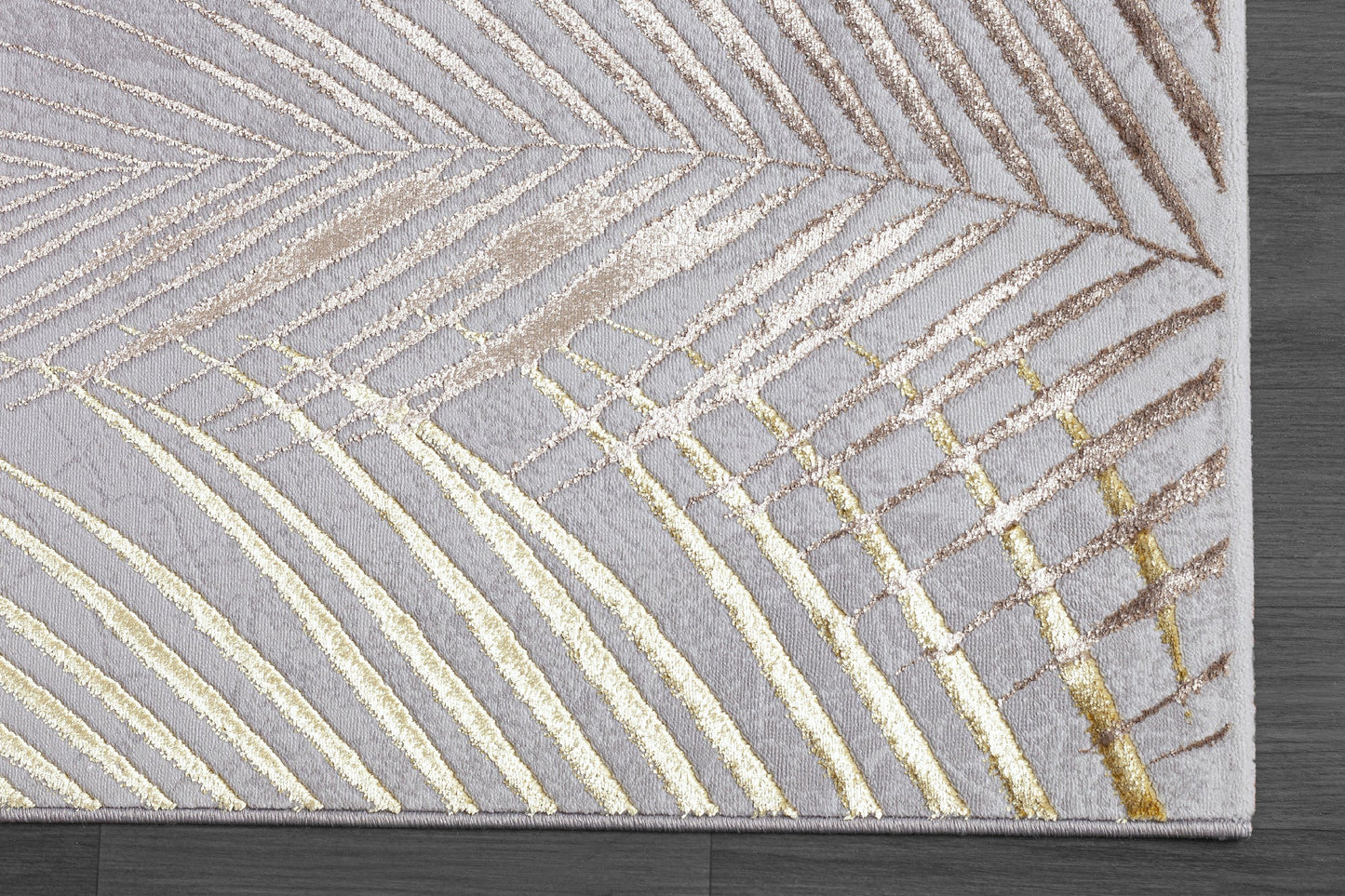 Teppich Blätteroase Grau rechteckig - 170cm x 120cm