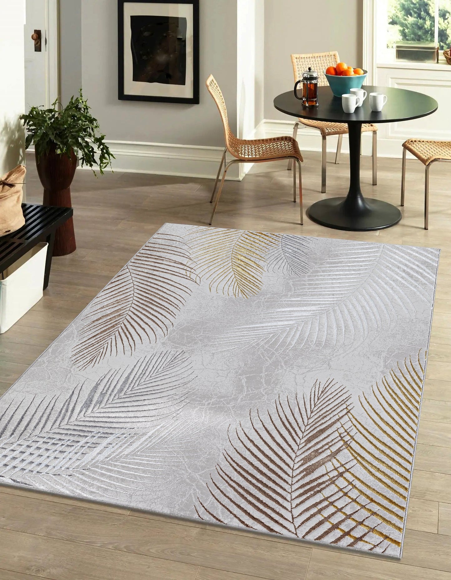 Teppich Tropenfeder Grau rechteckig - 340cm x 240cm