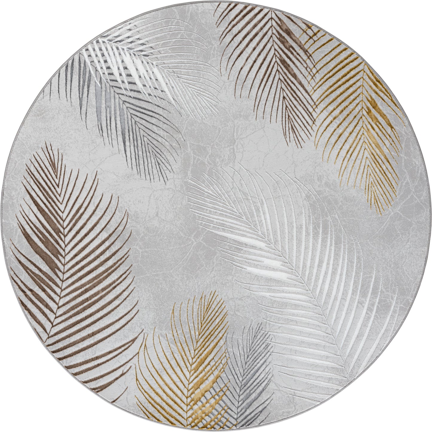 Teppich Blätterharmonie Grau rund - 200cm x 200cm