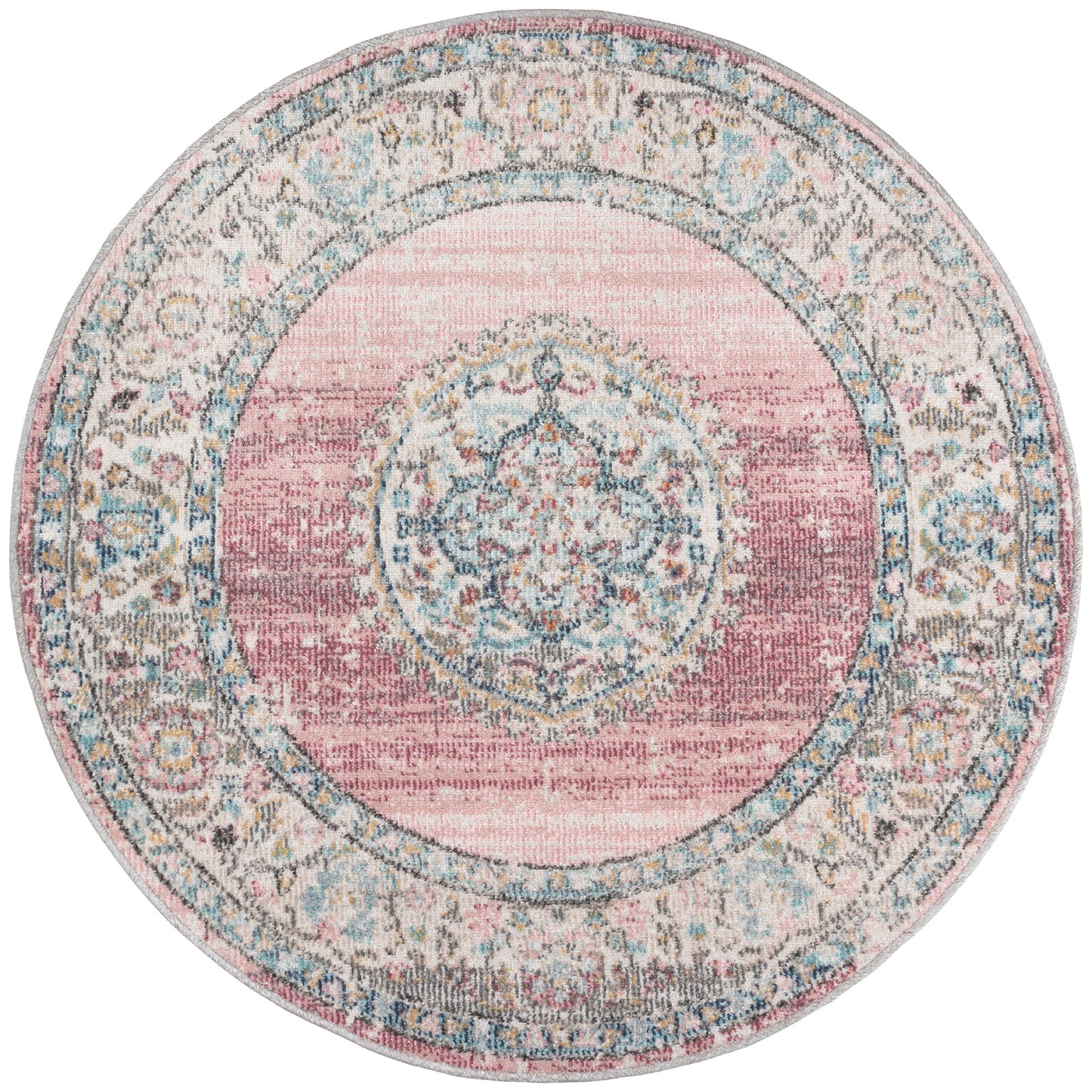 Teppich Rosettenpalast Pink rund - 120cm x 120cm