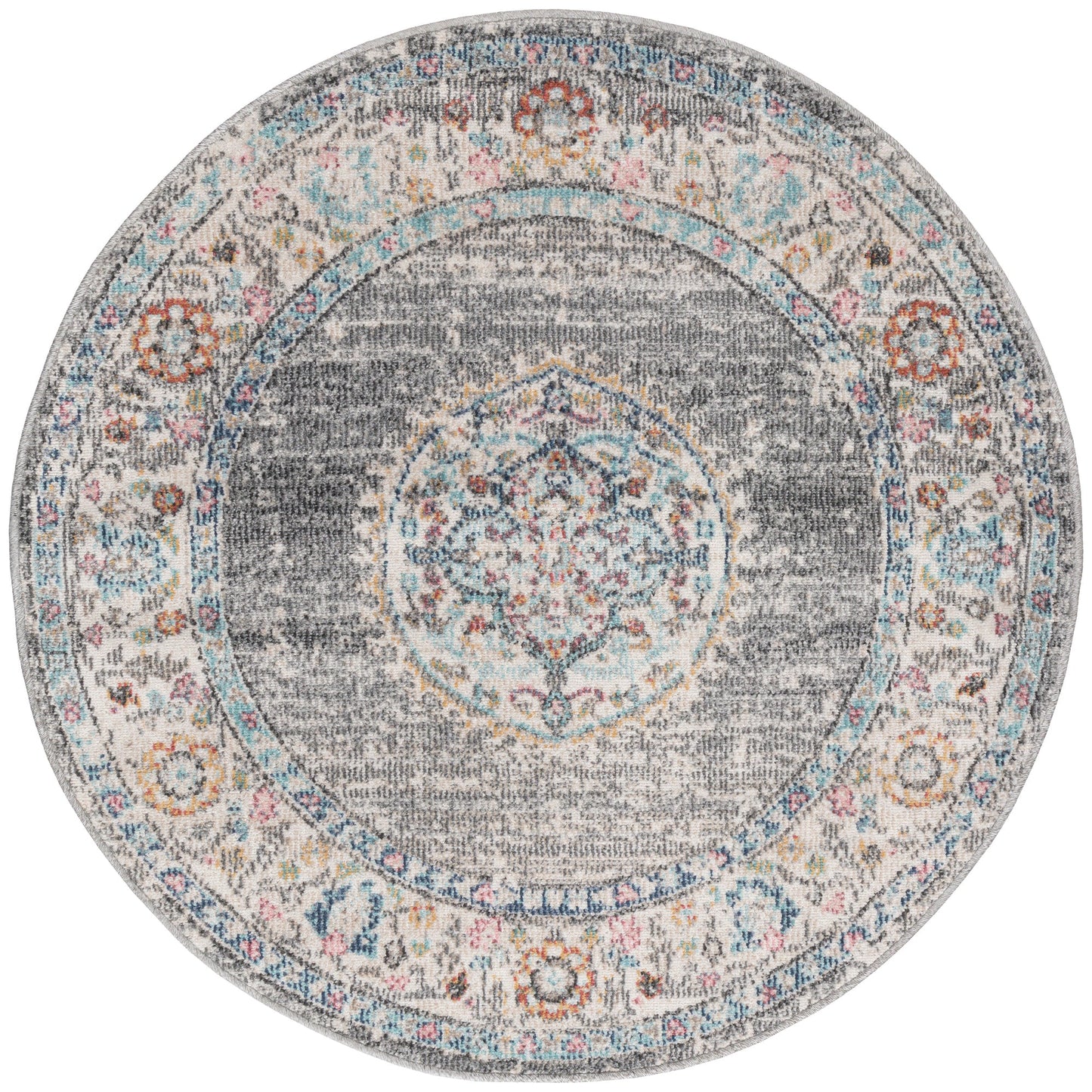 Teppich Rosettenzauber Grau rund - 120cm x 120cm