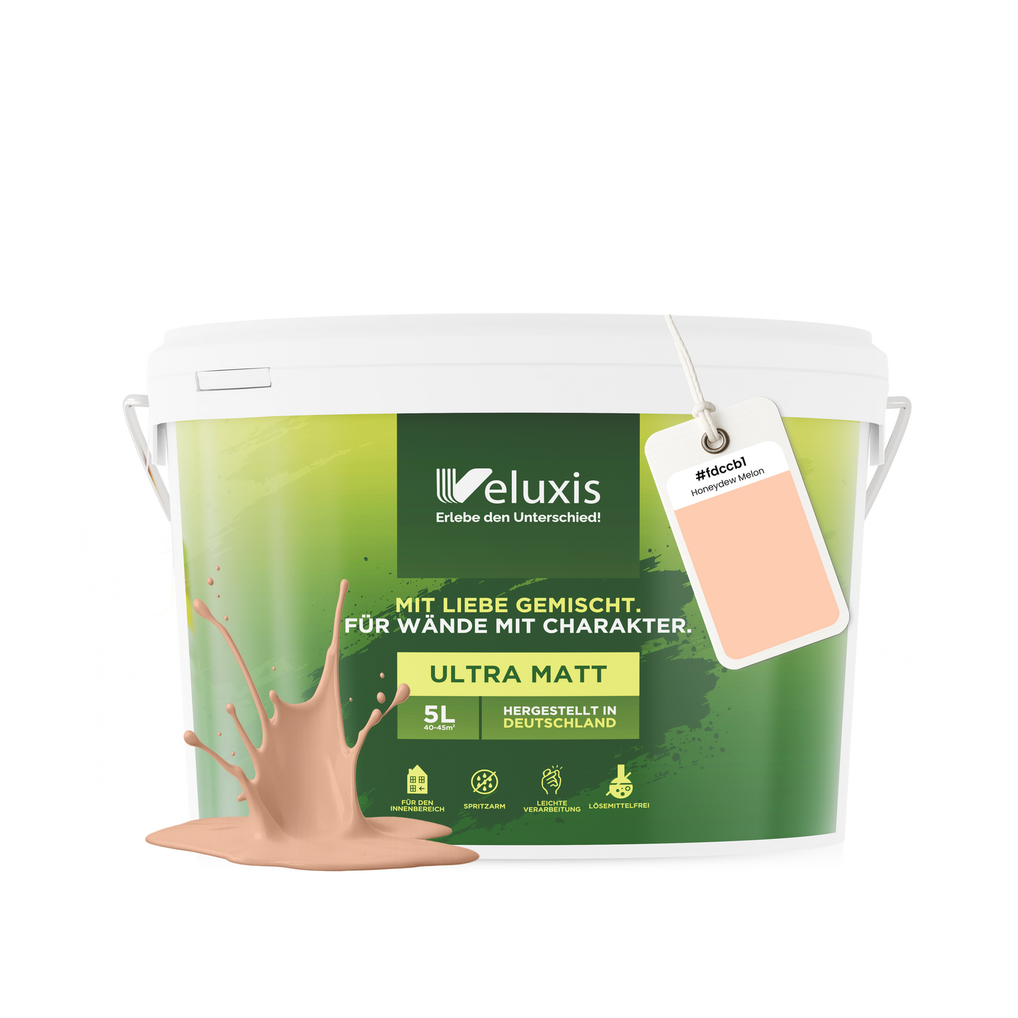 Wandfarbe Honeydew Melo – Made in Germany Veluxis®
