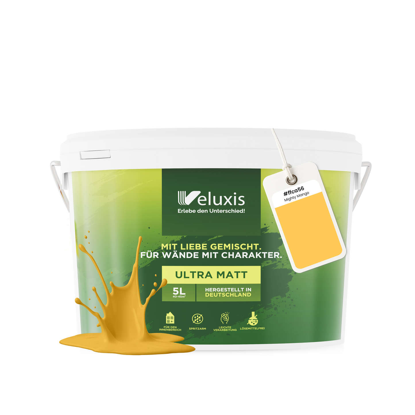 Wandfarbe Mighty Mango – Made in Germany Veluxis®
