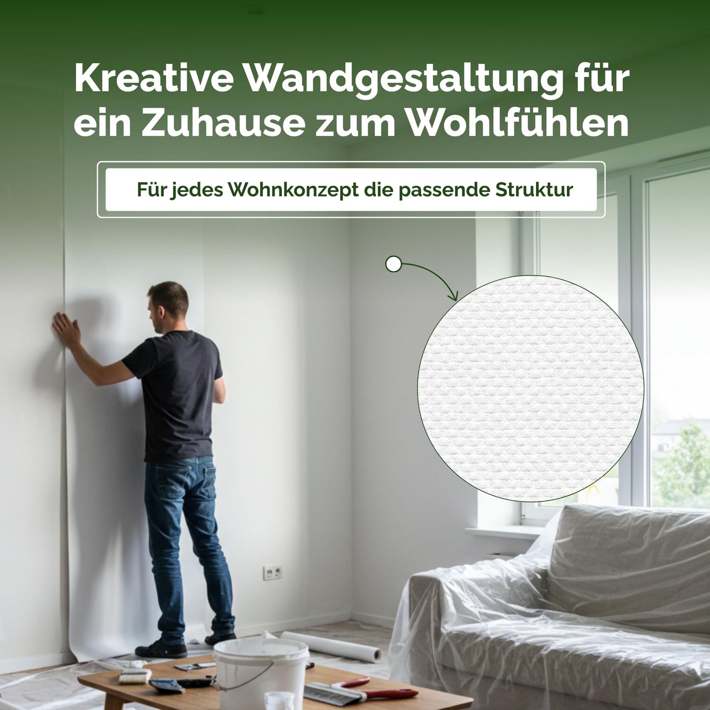 Veluxis® Vliestapete Grobe Gewebestruktur - 10,05 m x 0,53 m