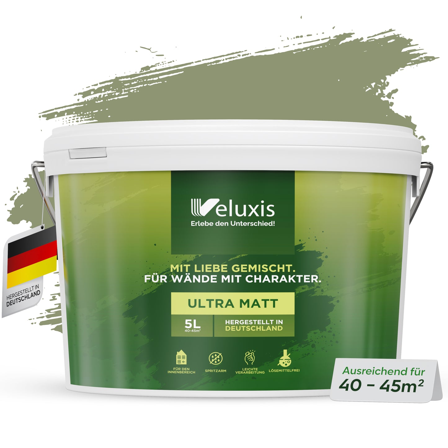 Universal Innenfarbe Grün Balmy Basil – Tropfarm & Streifenfrei