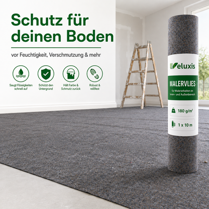 Veluxis Malervlies 180 g/m² 1 x 10 m – Saugvlies mit PE-Folienunterseite