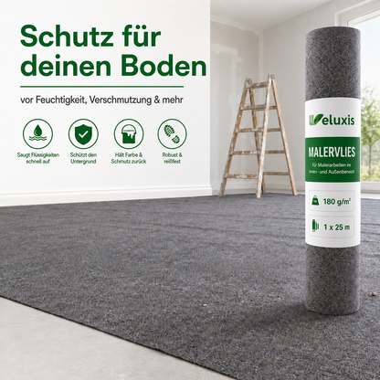 Veluxis Malervlies 180 g/m² 1 x 25 m – Saugvlies mit PE-Folienunterseite