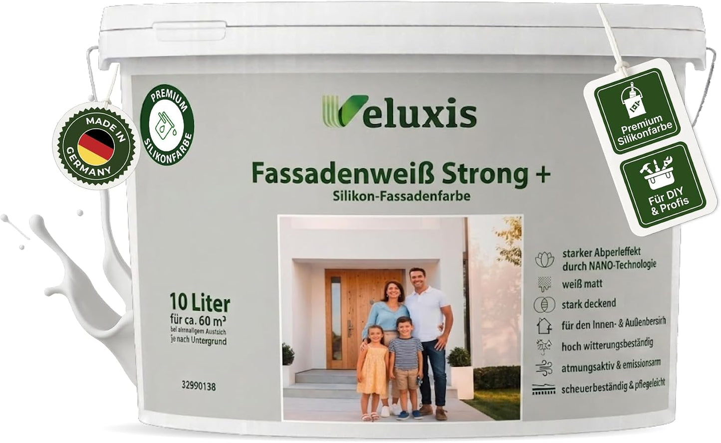Fassadenfarbe Weiß Strong+ - Silikon-Fassadenfarbe weiß matt, ca. 60m²