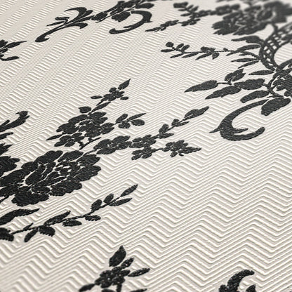 Belle Epoque Papiertapete Weiß Creme Schwarz 10,05 m x 0,53 m