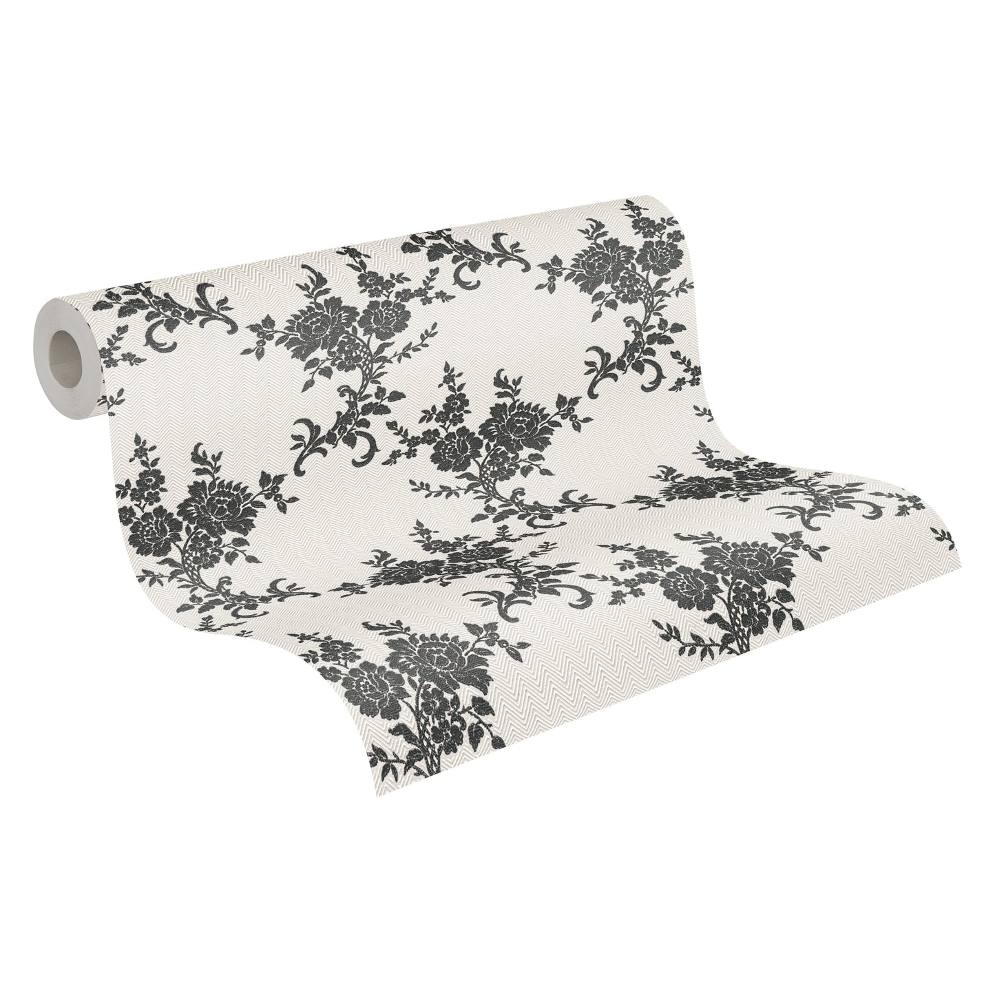 Belle Epoque Papiertapete Weiß Creme Schwarz 10,05 m x 0,53 m