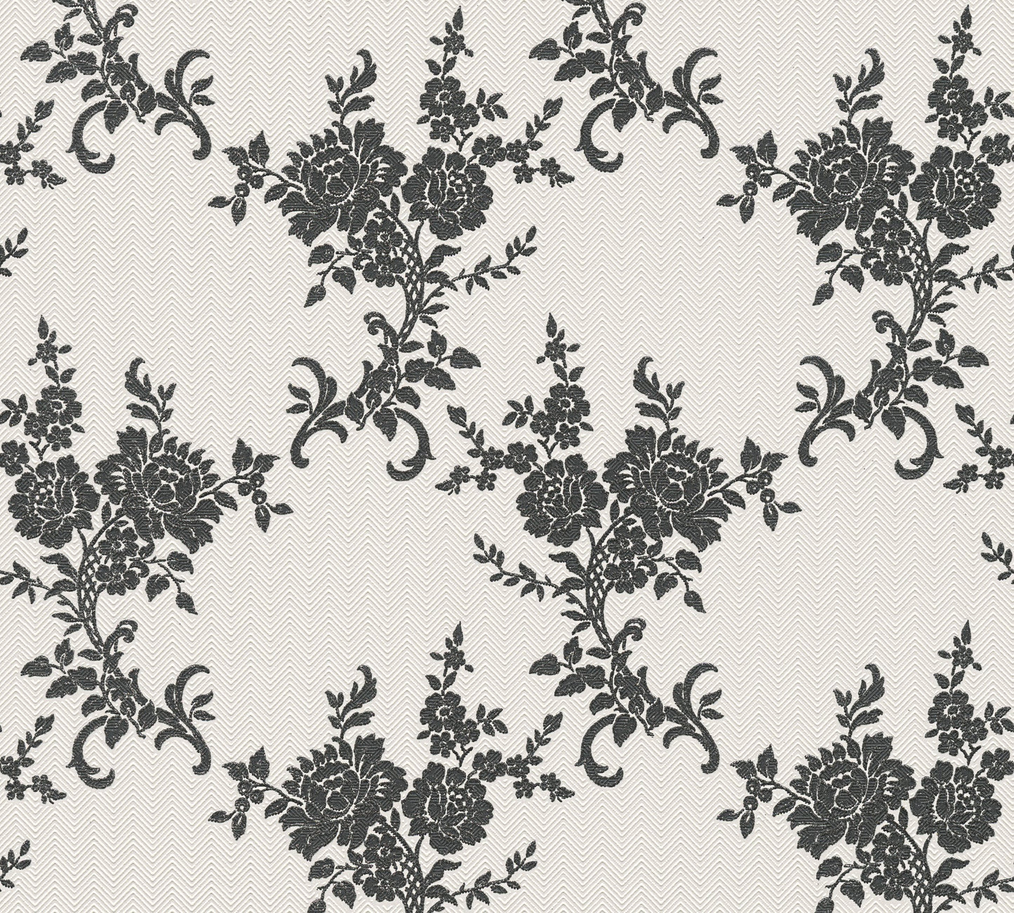 Belle Epoque Papiertapete Weiß Creme Schwarz 10,05 m x 0,53 m