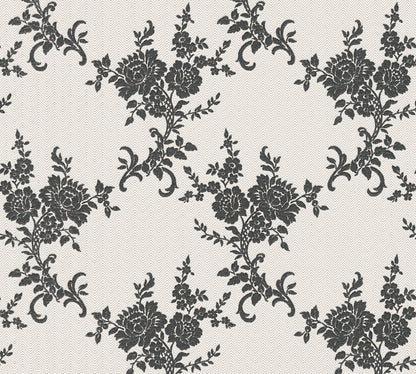 Belle Epoque Papiertapete Weiß Creme Schwarz 10,05 m x 0,53 m