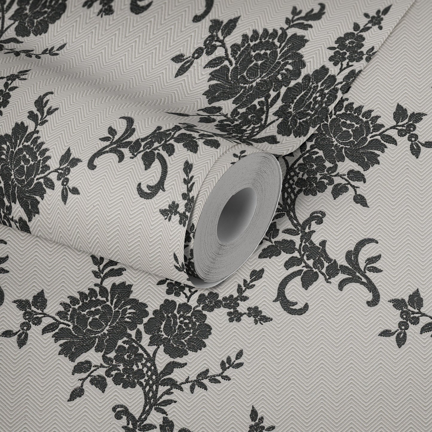 Belle Epoque Papiertapete Weiß Creme Schwarz 10,05 m x 0,53 m