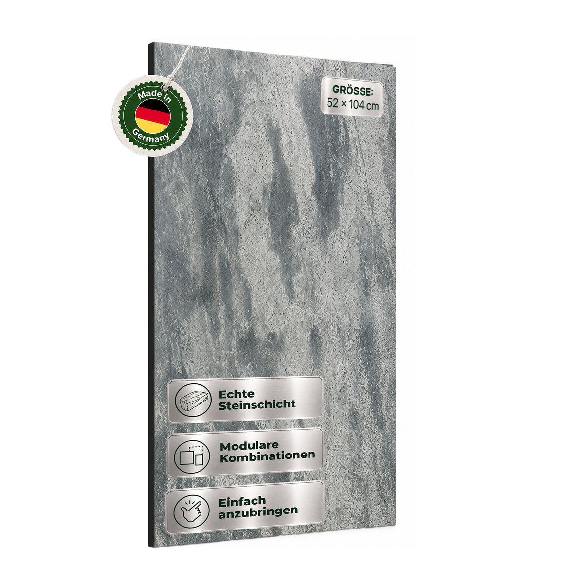 Veluxis Steinpaneel 52x104 cm echte Steinschicht Diamant-Schiefer