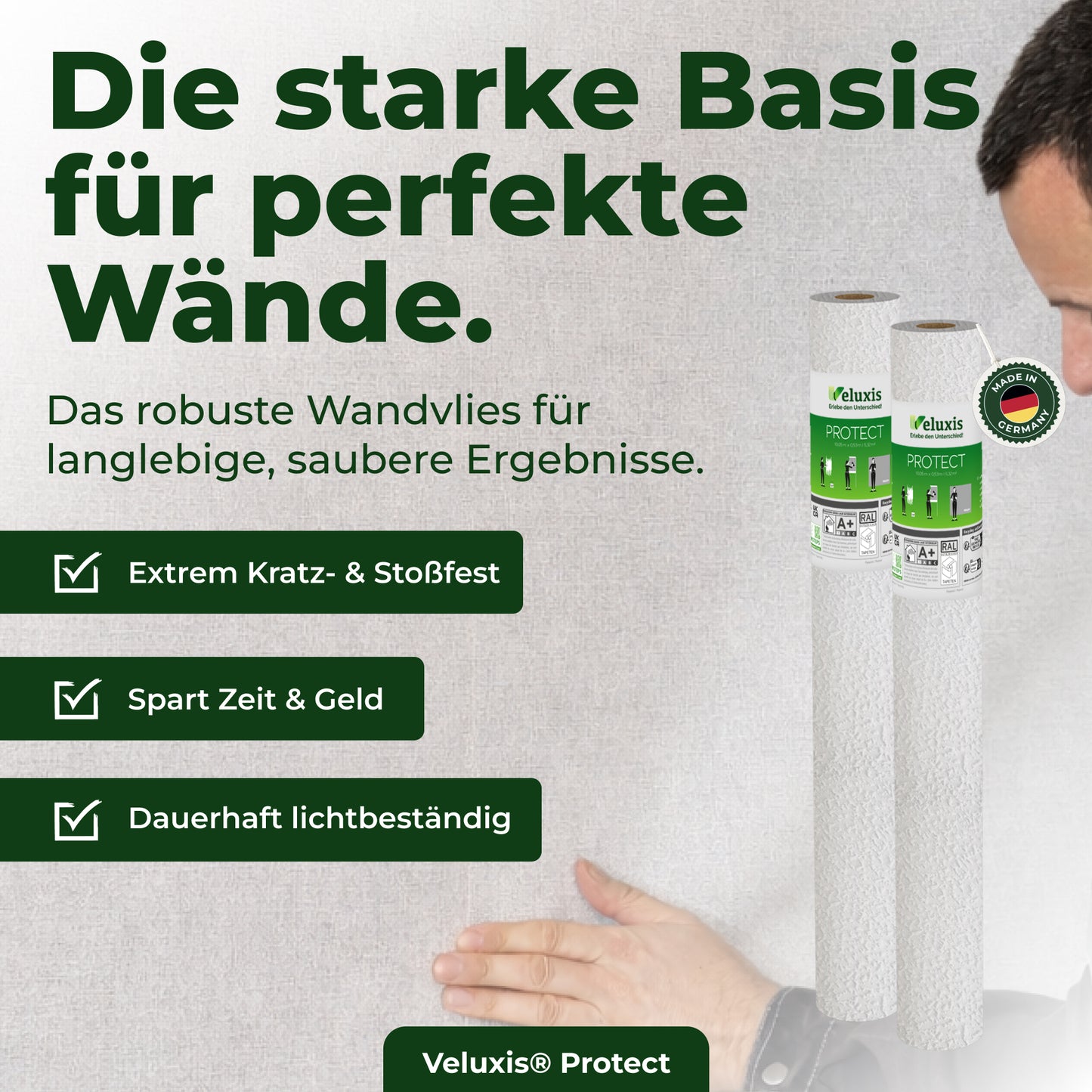Vliestapete Weiß mit Putzoptik und Textilstruktur